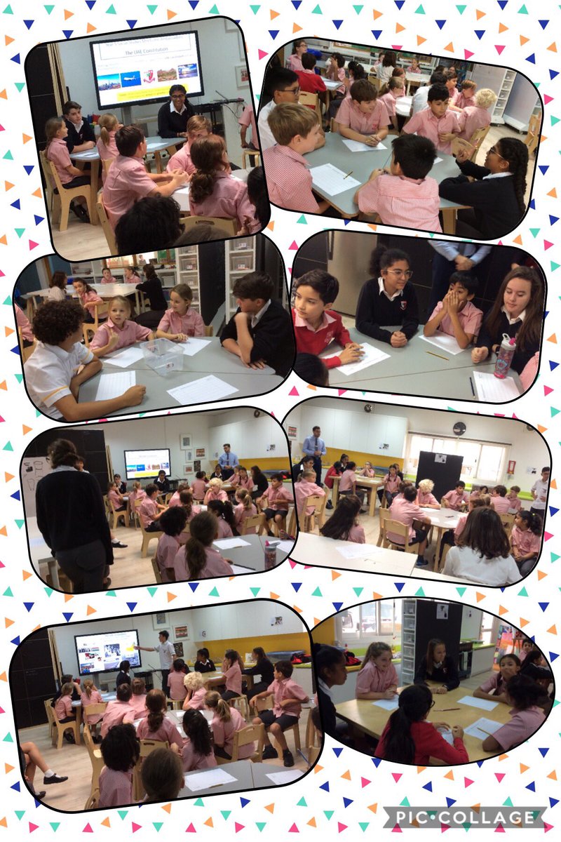 DESSyear5's tweet photo. What a fantastic opportunity to have the Social Studies Ambassadors from @descdubai sharing their expert knowledge on the UAE Constitution with Year 5 @Dessdubai #DESS_yearfive_orange @KHDA @DESS_SSocial https://t.co/yc8sA6xCCA