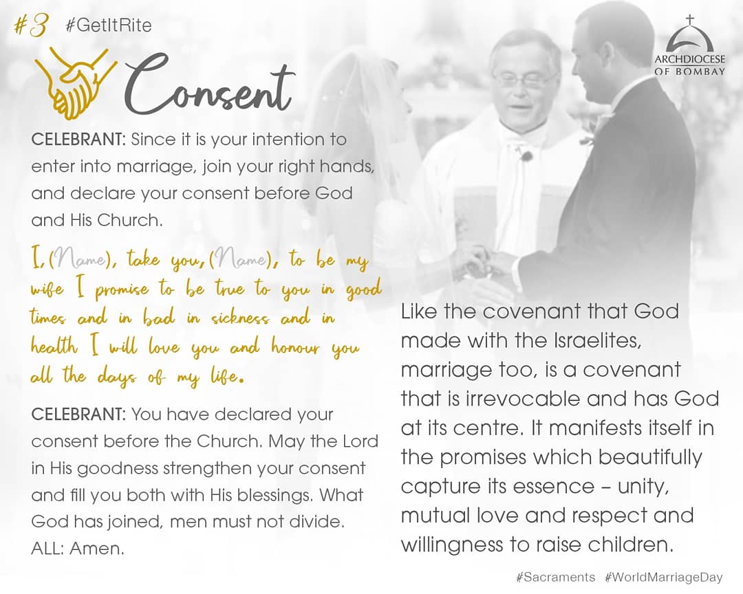 archbombay's tweet photo. #GetItRite The Marriage Rite #WorldMarriageDay #WMD

#Sacrament #Marriage #Matrimony #Matrimonial #Catholic #CatholiChurch 
#Love #Wedding #Love #Promise #Consent #Trust #Jesus #Christ https://t.co/fpDpg35K55