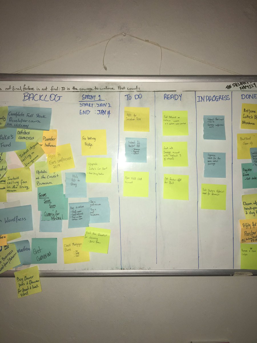 AgileCreations's tweet image. We use our kanban board for planning our personal lives. Still needs work but it’s definitely been a hopeful tool this past year #agilelifestyle #allthingsagile