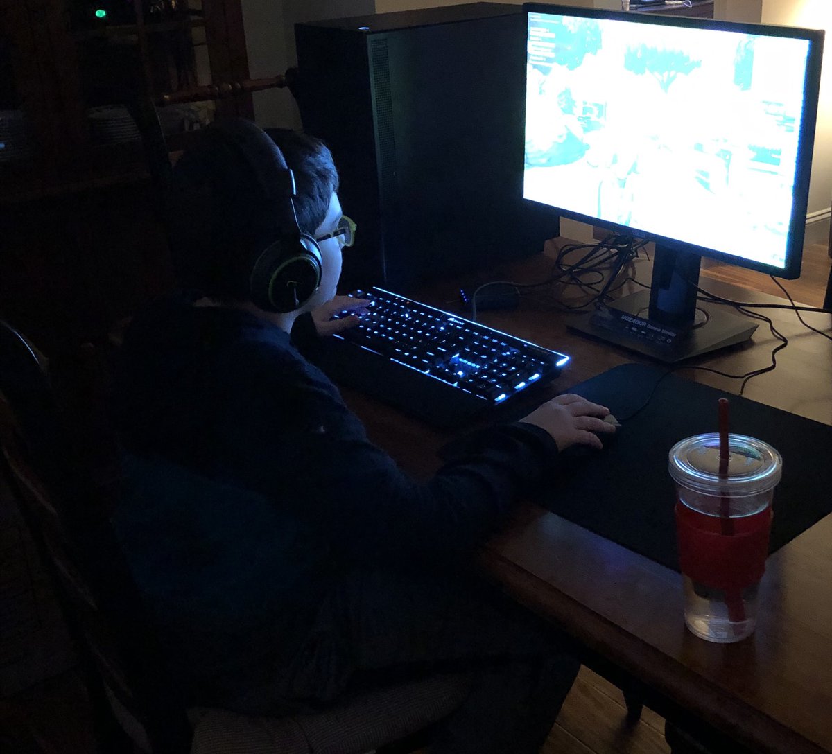 JasonPurdy79's tweet photo. @DrLupo @NoisyButters I bought and built my first custom gaming PC. And look what happens. My son steals it https://t.co/sAOcwpbF0I