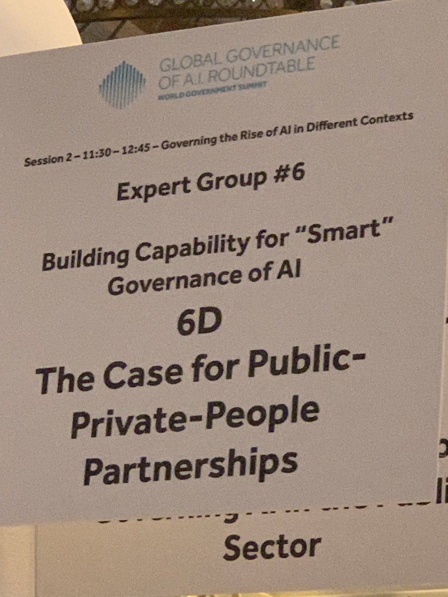 enzolefevre's tweet photo. Very challenging discussions at the #WorldGovernmentSummit Global Governance in AI Roundtable #GGAR launched by @CyrusHodes and the @thefuturesoc. Bringing to the conversation the experience of @AgidGov #Italy https://t.co/Etswg6d5yY