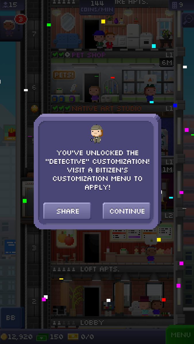 Rossigaming1's tweet photo. I just unlocked the detective customization in Tiny Tower! https://t.co/TppPD5Rrt1