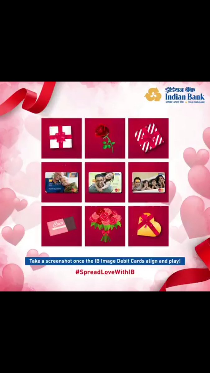 nikp_05's tweet photo. @MyIndianBank My Perfect Screenshot Of IB Image Debit Cards Align Together #SpreadLoveWithIB #IndianBank #ValentinesDay #Contest #ImageCard @MyIndianBank
@sd12dec
@Ramprasad43
@AshaLama85
@PritiNivoriya
@blessedkamal https://t.co/rHqpjUVcZm