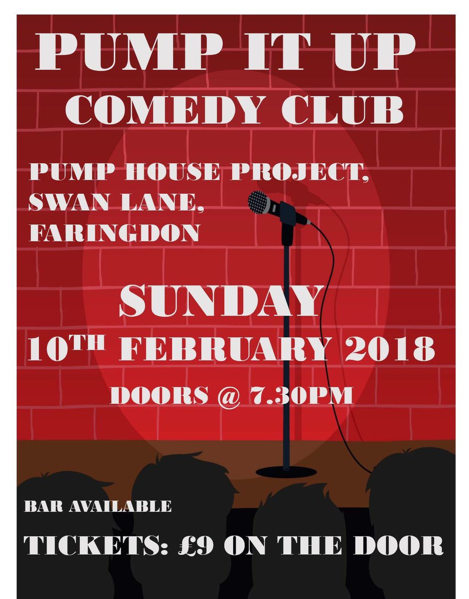 PumpHseProject's tweet image. Tonight we have live acts on stage for “PUMP IT UP COMEDY CLUB” doors open 7.30pm, £9 entry. 
And........ a licensed (cash only) bar which is SUPER CHEAP! ONLY £3 for most drinks! Get out for the evening, have a laugh &amp;amp; come and join us!! #pumphseproject #live #faringdon #comedy