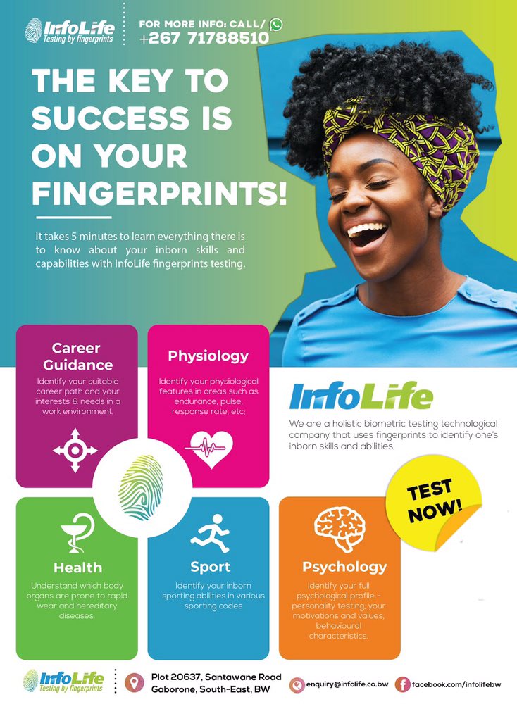 infolifebw's tweet image. Everybody has a special skill or talent! You just need to find out what it is! We are here to help you figure that out. #Fingerprinttest #biometrictechnology #Science #innovationforeveryone