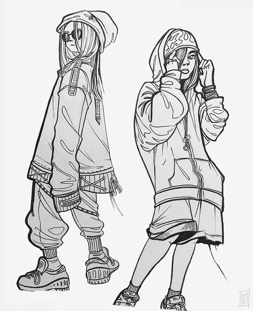 I love Billie Eilish's style sm and going through her insta i just had to draw her. she gives me this chill vibe and i like it like that 