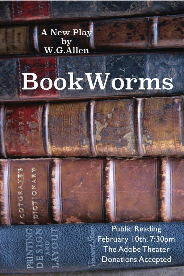 AdobeTheaterABQ's tweet photo. TONIGHT! February 10th at 7:30
Join us for a fun &amp; free event
BOOKWORMS, a new play by W.G.Allen, will be presented as a staged reading featuring actors: Carolyn Wickwire, Micah Linford, Megan Pribyl Shangreaux Lagrave, Clifton Chadwick &amp; more
Admission-FREE!
#ABQ #Stage #NMtrue https://t.co/x84tCRa5mU