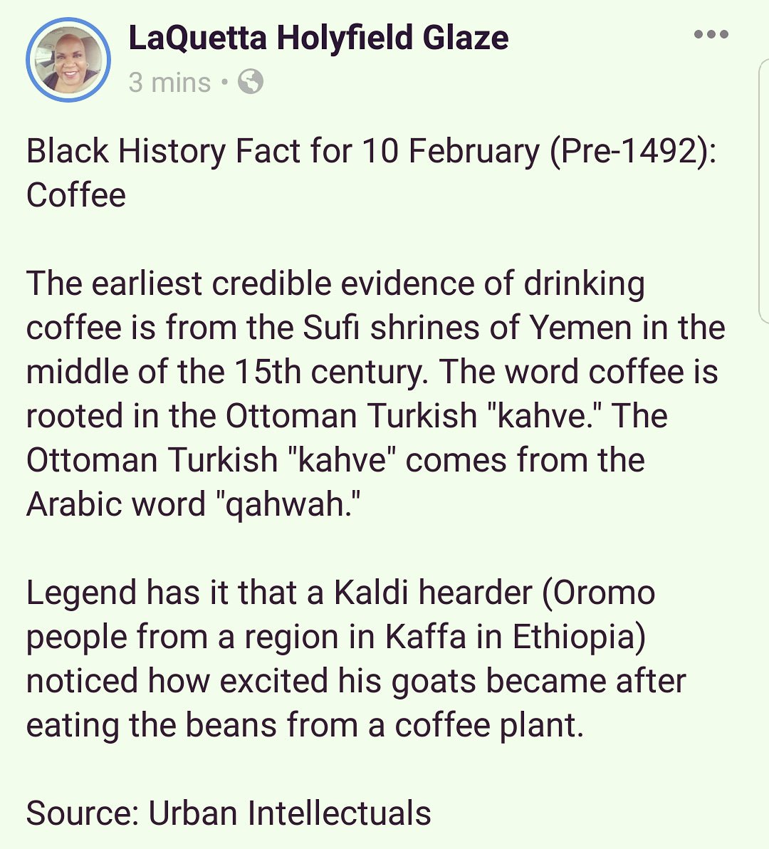 Black History Fact for 10 February....Origin of coffee.