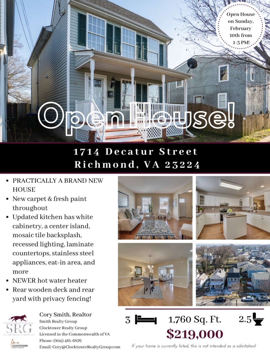 RVAs_Realtor's tweet photo. Open today from 1-3!!
#openhouse #srgrva #corysmithrealty https://t.co/1AfffXKUBs
