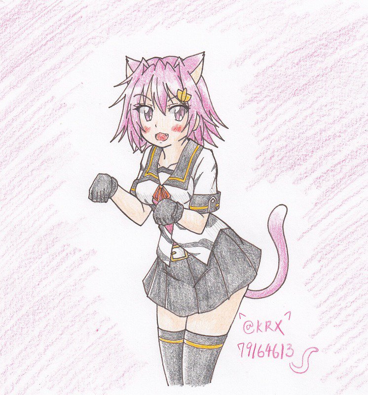 #艦これ版深夜の真剣お絵描き60分一本勝負
#艦これ版真剣お絵描き60分一本勝負_20190210
#多摩
猫じゃないにゃ 