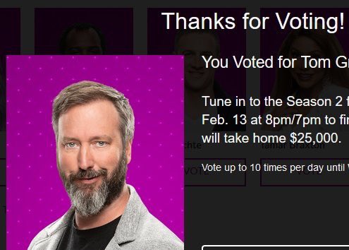 lyndashinobi's tweet photo. I just voted for America's Favorite Houseguest! Which #BBCeleb Houseguest will you choose to take home $25,000? #CBBTom &amp; #CBBKandi  #cbbus2 https://t.co/Rk0qSaSTwx https://t.co/MbAY0lZFCW