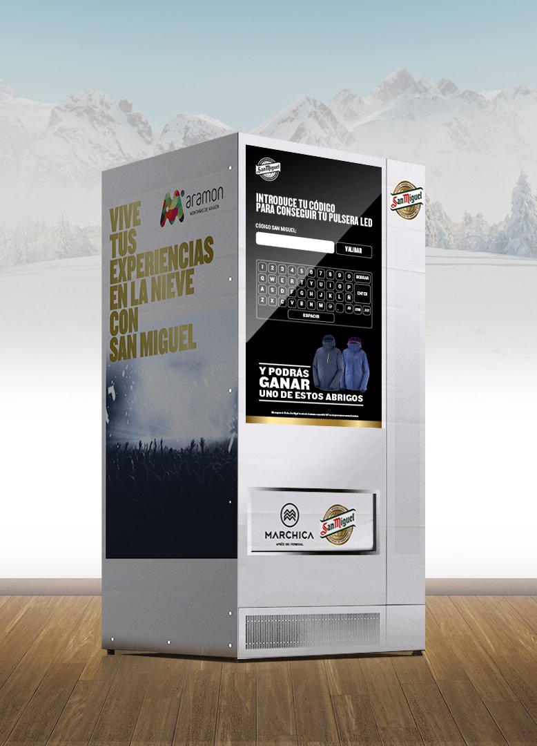 InnovaPOS's tweet photo. Impresionante Smart Vending de @InnovaPOS fabricada para la agencia TRO para la acción de activación de marca de la cerveza San Miguel en Formigal. https://t.co/9AO9Vk6AiW