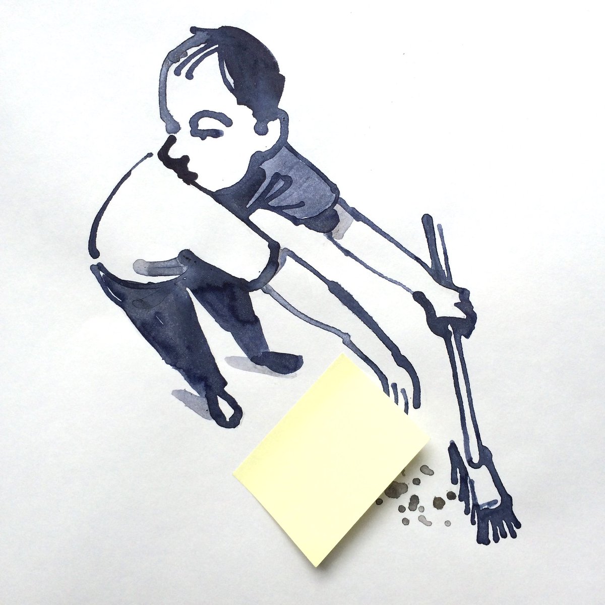 „Sunday Cleaning“, on view at my show at the Literaturhaus in Munich (extended through May 5).