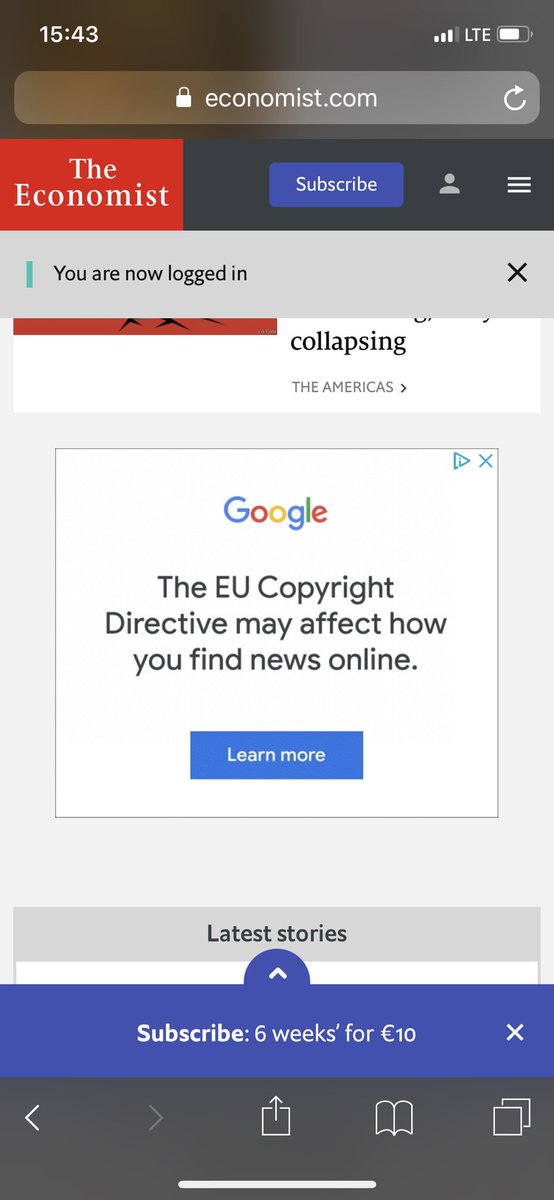 aiskauskas's tweet photo. Google pesters me with this targeted ad about the new copyright directive armageddon. Read it, not scared. But #whatabaout the targeted ads, Google? #copyrightdirective https://t.co/AVH6qiiTd0