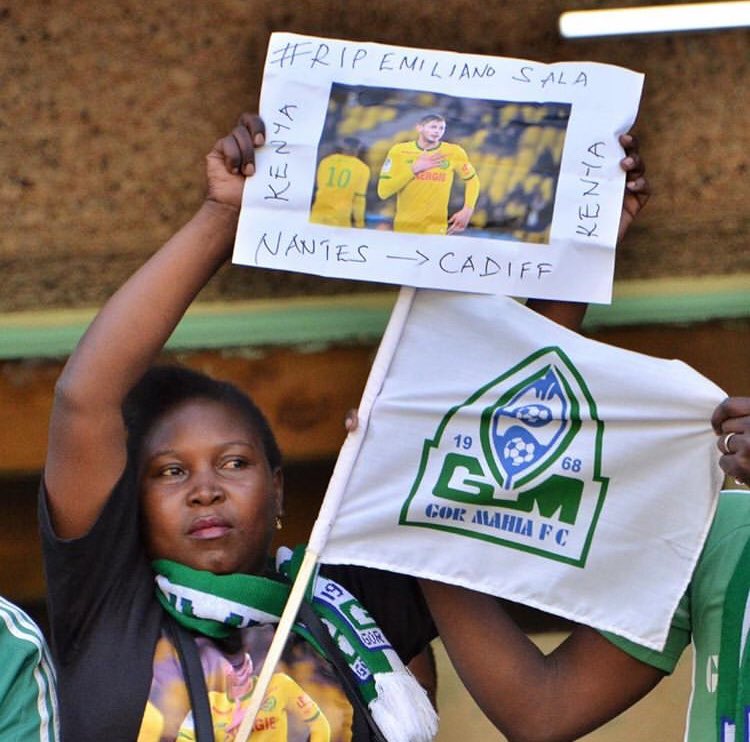 OfficialGMFC's tweet image. During the 85th #MashemejiDerby played yesterday at MISC - Kasarani, one of our fans took a moment to remember Sala, his family and friends. 

Go well @EmilianoSala1, football fraternity will miss you.

#RIPSala 

@FCNantes @CardiffCityFC 

#Sirkal