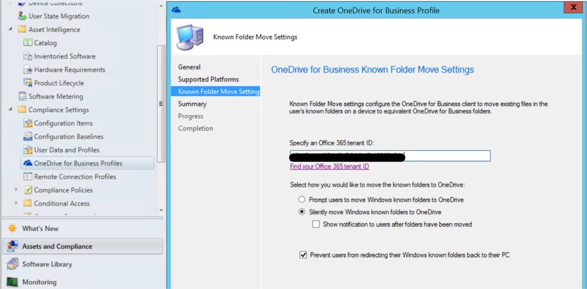 With #SCCM TP1902 you can create OneDrive for Business policy to move known folders to OneDrive.