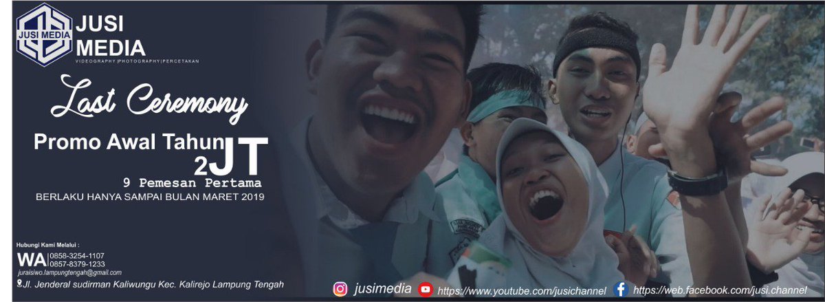 JusiMedia's tweet photo. Last Ceremony, promo video.. Jusi Media..
#video 
#jusimedia
#lastceremony
#sewadrone
#lampung
#kalirejo
#videografi
#fotografi
#percetakan https://t.co/XNFUK7Nu2U
