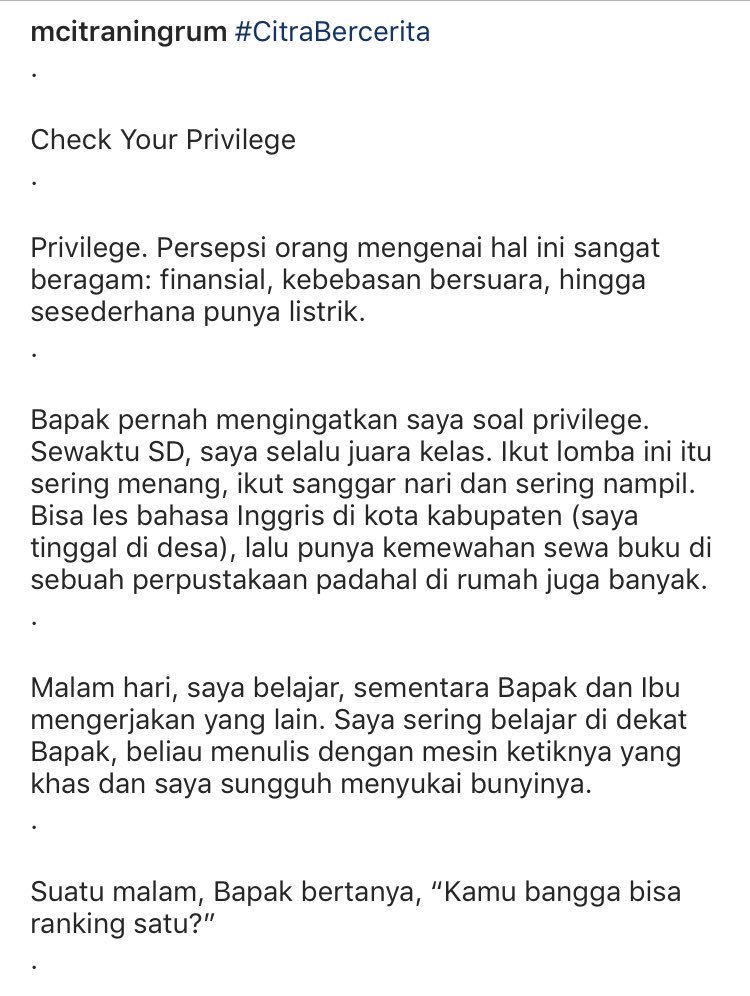 Marlistya Citraningrum On Twitter I Learned About Privilege At A Very Young Age Although At That Time I Did Not Fully Understand What It Meant To Have One But I Always Remember