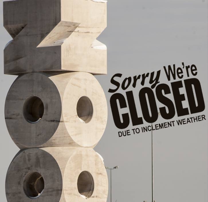 stlzoo's tweet photo. Visitor Alert: The Saint Louis Zoo is closed all day today, Sunday, February 10, due to icy conditions. We apologize for the inconvenience. https://t.co/8mXeBLbCJb