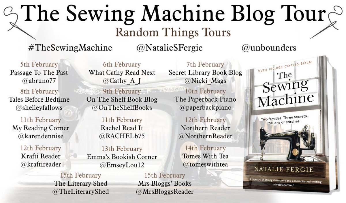 annecater's tweet photo. "I loved this gorgeous book so much that I devoured it in a single day"
@OnTheShelfBooks talks about #TheSewingMachine by @NatalieSFergie for the #RandomThingsTours Blog Tour with @unbounders
https://t.co/i3uwKfm4s5 https://t.co/TOIfuzLHK6