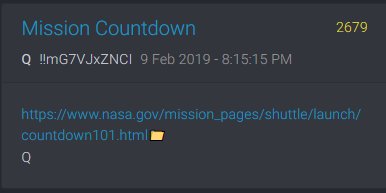 Ok so this is important to add to this  #QAnon thread.Here is the  #QAnon post that recently came in.The  @NASA countdown.