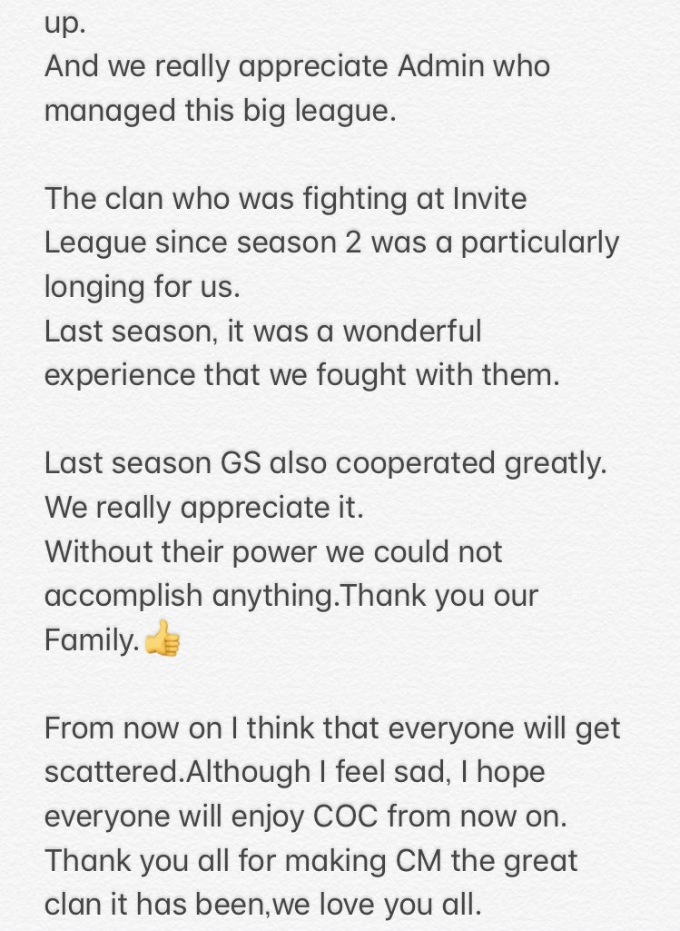 Goodbye friends 🐒
Thank you family 🐒
<a href="/champwarleague/">Champions War League</a> 
@rikuriku_ce 
<a href="/ClashofClans/">Clash of Clans</a> 
<a href="/ClashofClansJP/">クラッシュ・オブ・クラン公式</a>