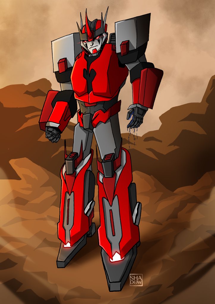 ShadowSiloe's tweet photo. I gave him a Megatron-like pose and omfg it fits him so well. 

#tfoc #oc #redshade #transformers https://t.co/UI3zniPxL6