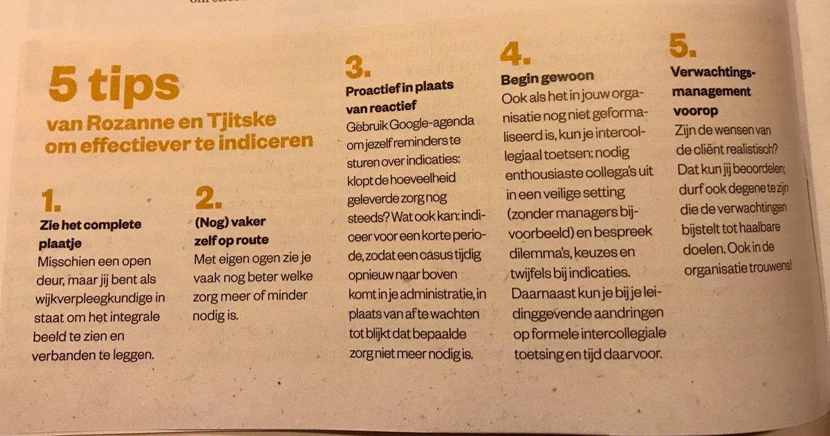 Naast studeren voor opleiding <a href="/mizw_utrecht/">M Innovatie Z & W</a> ook even gluren in <a href="/VenVN/">V&VN</a> magazine over goed indiceren in de wijk! Mooi interview met <a href="/rozannecolijn/">Rozanne Colijn</a> en Tjitske Adema. Met 5 handige tips! #vpkleiderschap <a href="/Iambassadeur/">Iambassadeur</a>