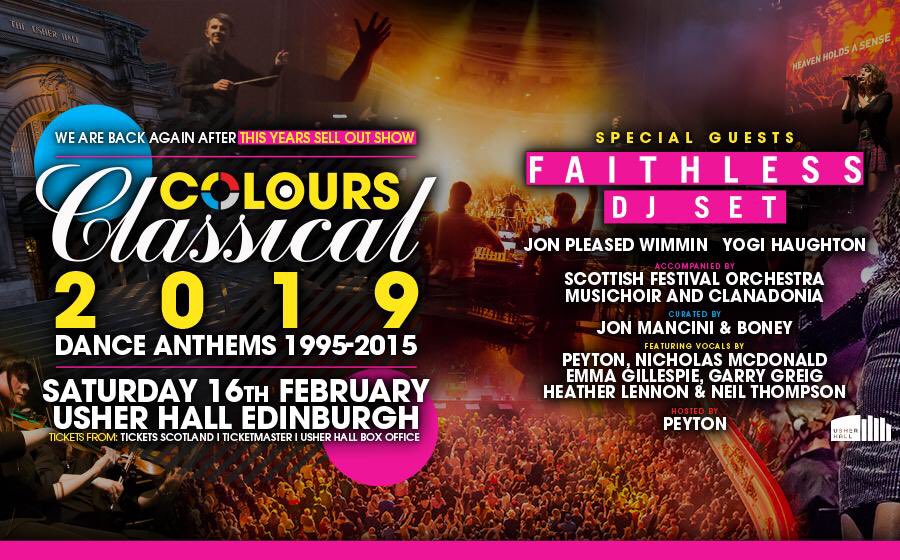 4 tickets for sale Colours Classical @theusherhall Sat 15th Feb £35 each open to offers #coloursclassical