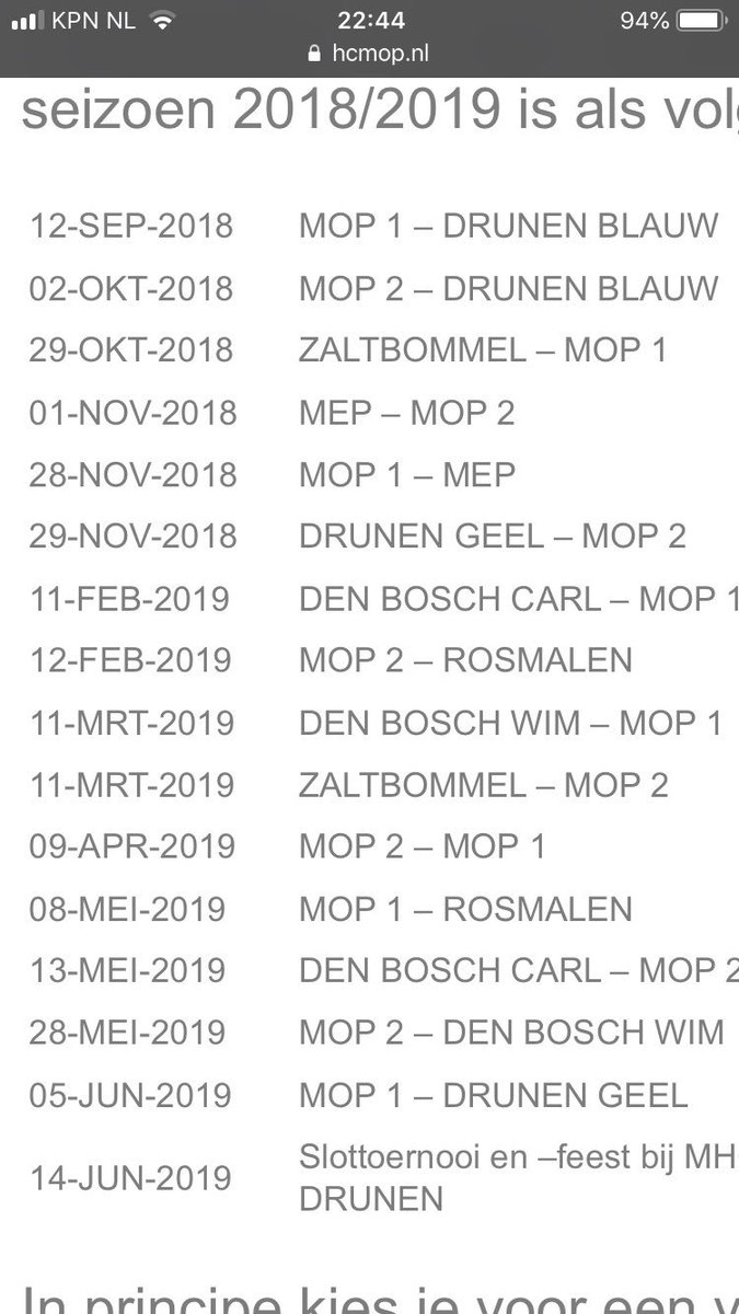 Amicalis Trimhockey competitieschema. Komende week de eerste wedstrijd van 2019!

hcmop.nl/site/default.a…