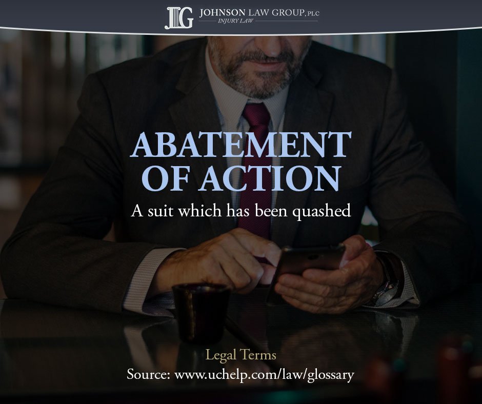 rayjohnsonlaw's tweet photo. Legalese of the Week: 
Abatement of Action

#LegalTerm https://t.co/X3IIoDAuVo