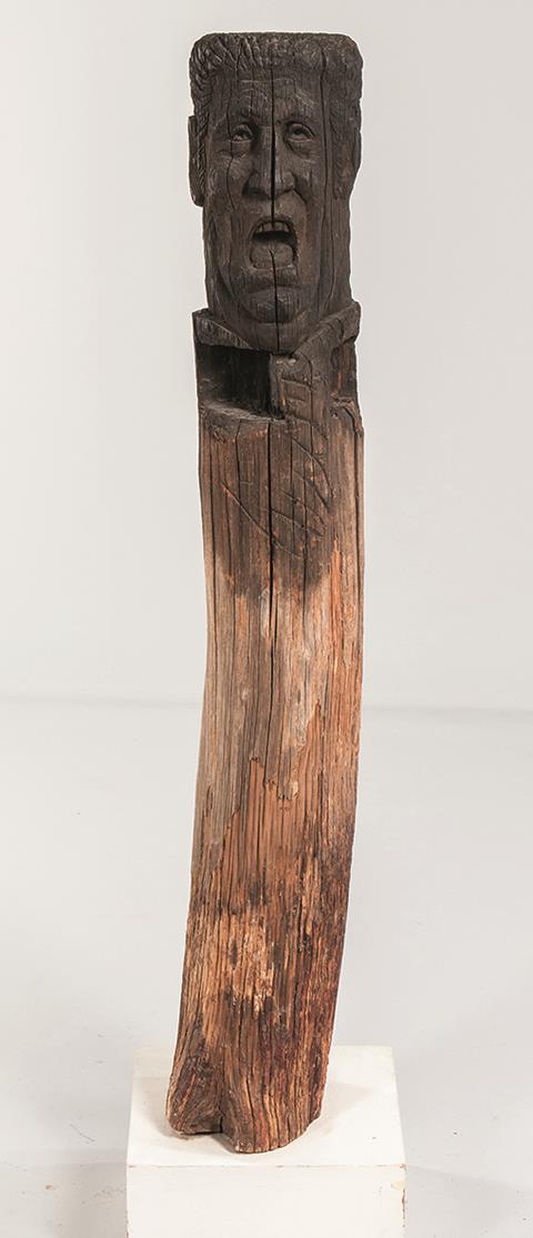 'Vermont Folk Sculpture: Recent Acquisition' at #BenningtonMuseum, VT, highlights the recent acquisition of a Carved Corner Post, c. 1900 created by #RussellRisley (1842-1927) of #Kirby, #Vermont.
#sculpture #selftaughtart #outsiderart #artbrut #folksculpture #folkart