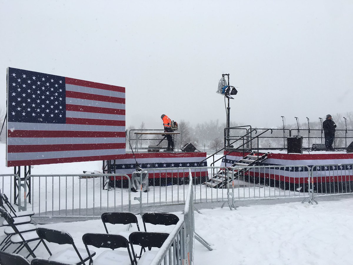 How do you make a (likely) presidential announcement in Minnesota? In the snow, of course.