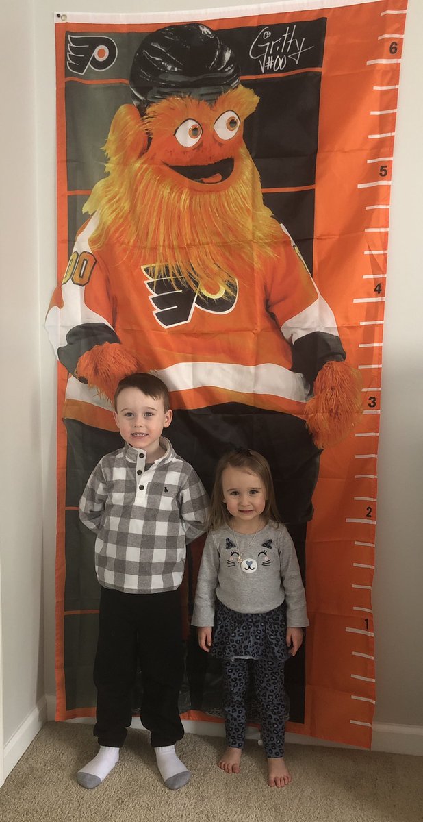 ntomasello's tweet photo. The kids enjoying their new @GrittyNHL growth chart from yesterday’s @NHLFlyers win! They had an awesome time! https://t.co/xm3CDUECm0