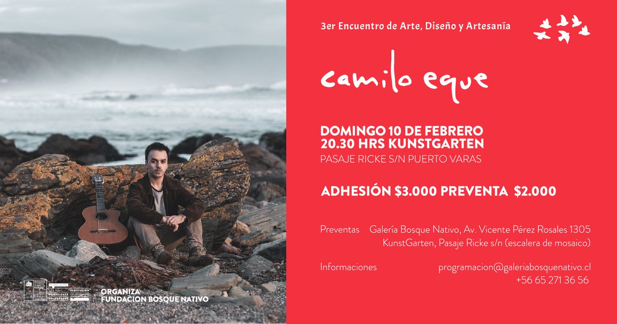 Hoy a las 20:30 hrs., presentación en vivo que ofrecerá Camilo Eque, junto a la artísta quien acompañará como telonera, Vanessa Álvarez 🎶. Aquí en el Jardín de las #Artes KunstGarten.
goo.gl/maps/7y9Vt4JtY…