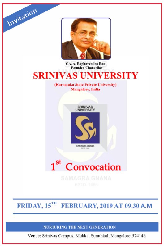 sitmangalore's tweet photo. Cordially invite you to the Founders Day, College Day, Convocation Day &amp; Graduation Day #sitmangalore @SrinivasGroup @MangaloreCity #ssemukka https://t.co/nyYuIRKWNo