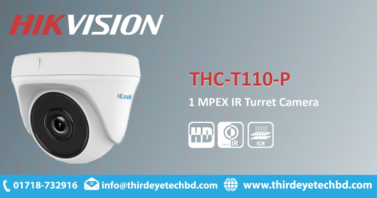 Third Eye Tech
eMail:info@thirdeyetechbd.com
thirdeyetechbd.com
Cell:+8801918-545118
Brand:HIKVISION
Model:THC-T110-P
Type:1 MP EXIR Turret Camera
Made In China
#HIKVISION #THC-T110-P#Hikvision Bangladesh