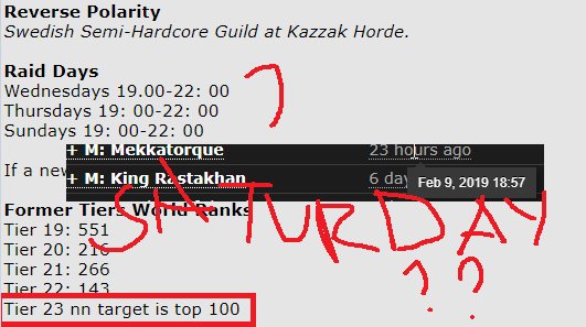 The GM of Reverse Polarity, Zneid, has been taken into custody following a second offence. We see you are desperate for the top 100 rank, but so desperate you drag your raiders through a Saturday raid?