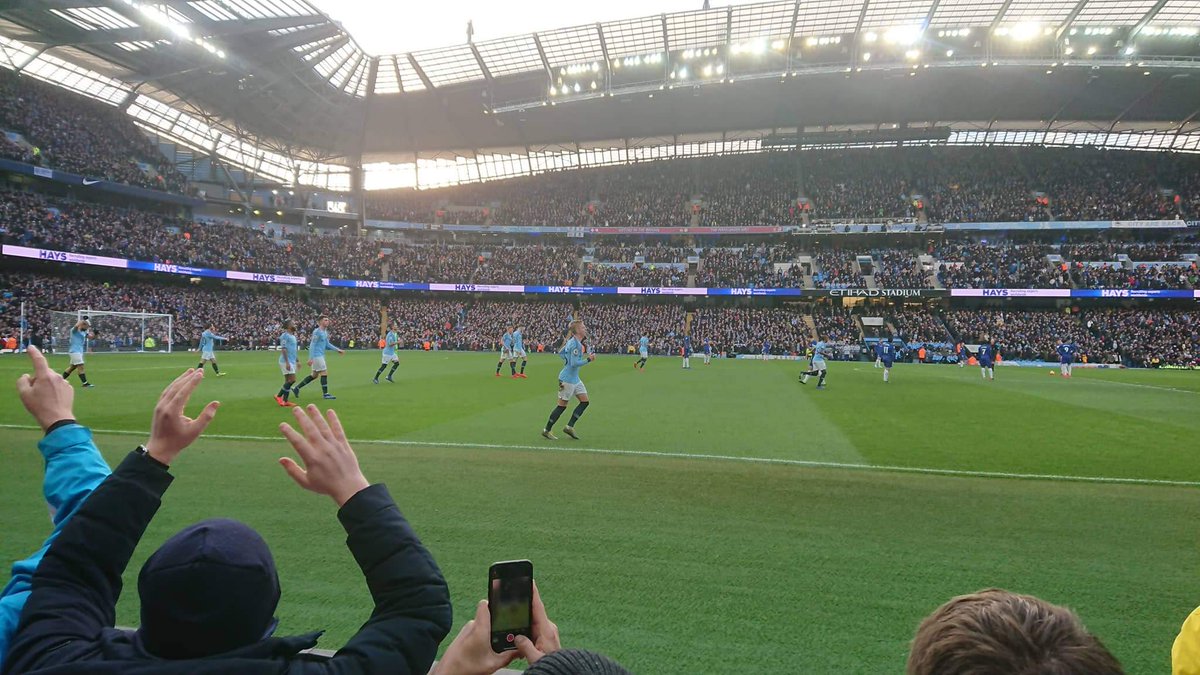 sharpatska's tweet photo. So close to field 😍
Fantastic game 
#zinchenko #MCICHE https://t.co/D05Oo8Ecyk