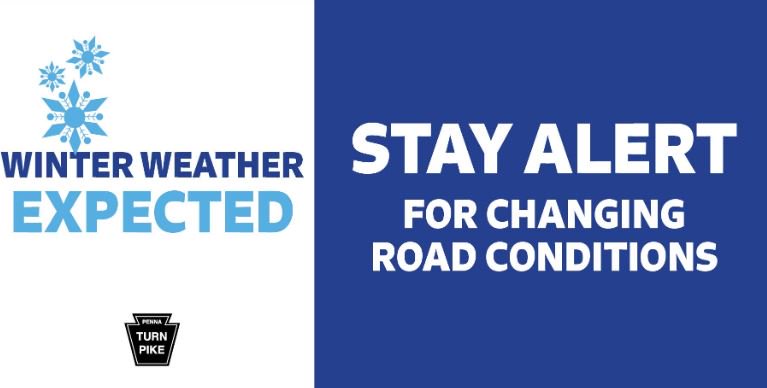 PATurnpikeAlert's tweet image. Motorists should use caution this evening due to the forecast of snow across the #paturnpike.  Stay alert for quickly changing weather and roadway conditions.   @PennDOTNews &amp;amp; @PA_Turnpike remind motorists to adjust speeds based on driving conditions.