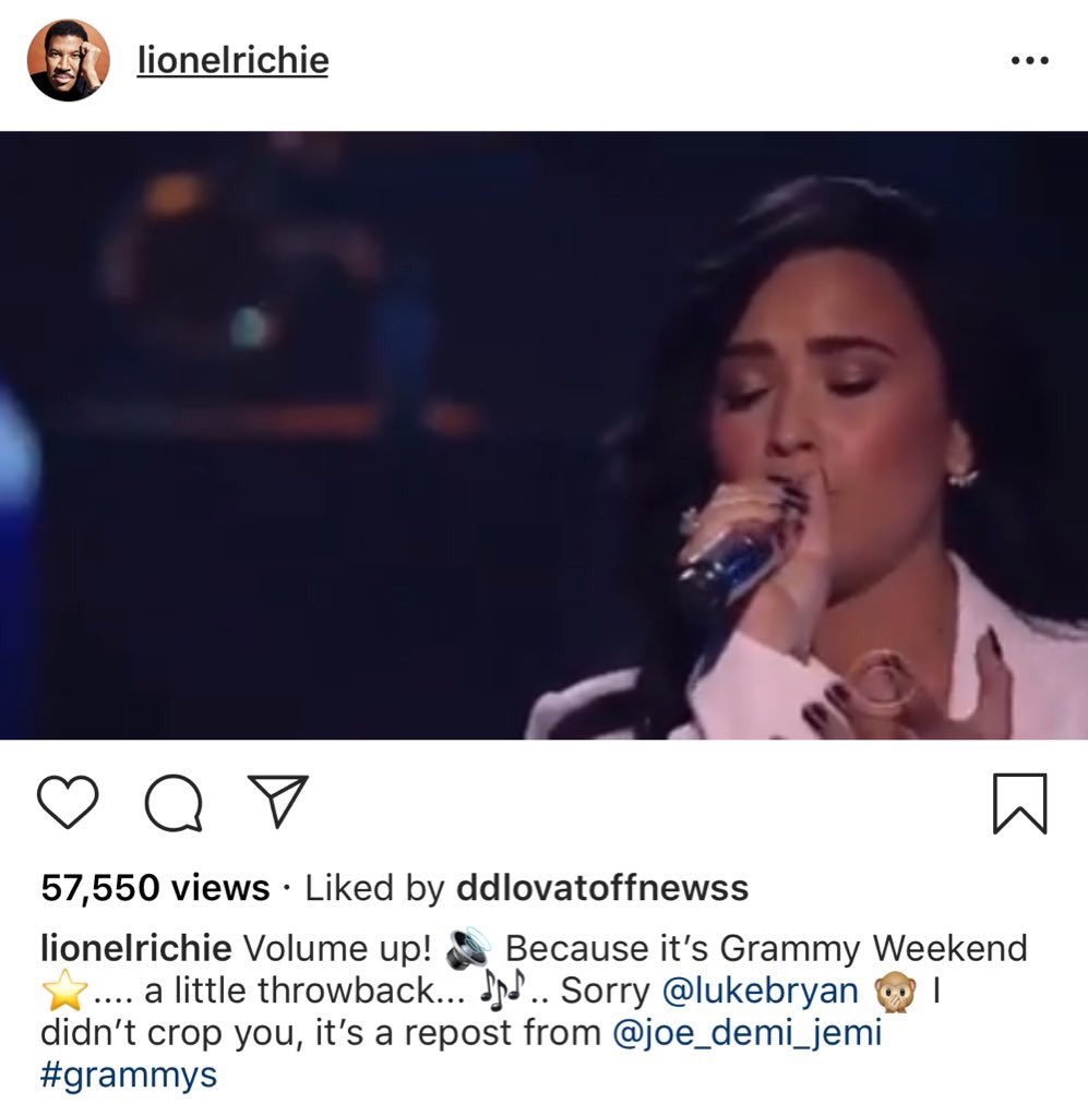 demirealupdate's tweet image. If Lionel Richie is praising Demi once again on the #Grammys' day then my girl better get that award for #FallInLine