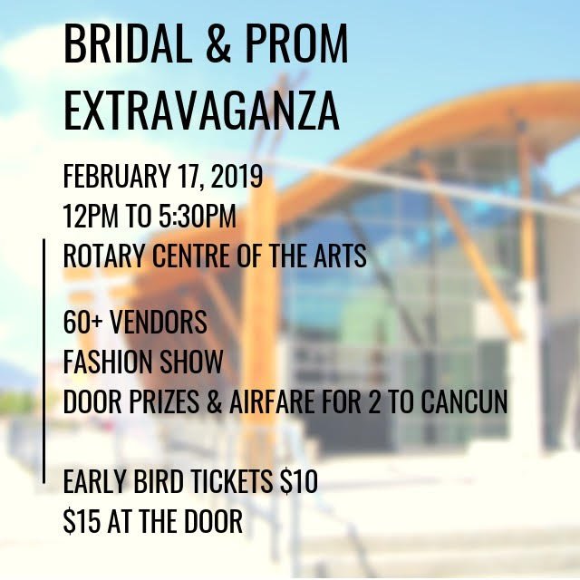Come visit us at the Bridal and Prom Extravaganza at the Kelowna @rotaryartcentre on Febuary 17, 2019 from 12-5:30! Tickets are available in advance at Lamore bridal or available day of at the door ! We can’t wait to see you there!  #kelowna