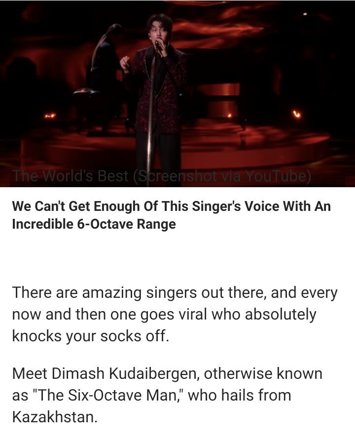 Only one performance and the world is admire. Yes, he is Dimash Kudaibergen.
<a href="/dimash_official/">Dimash Qudaibergen</a>  #TWBdimash