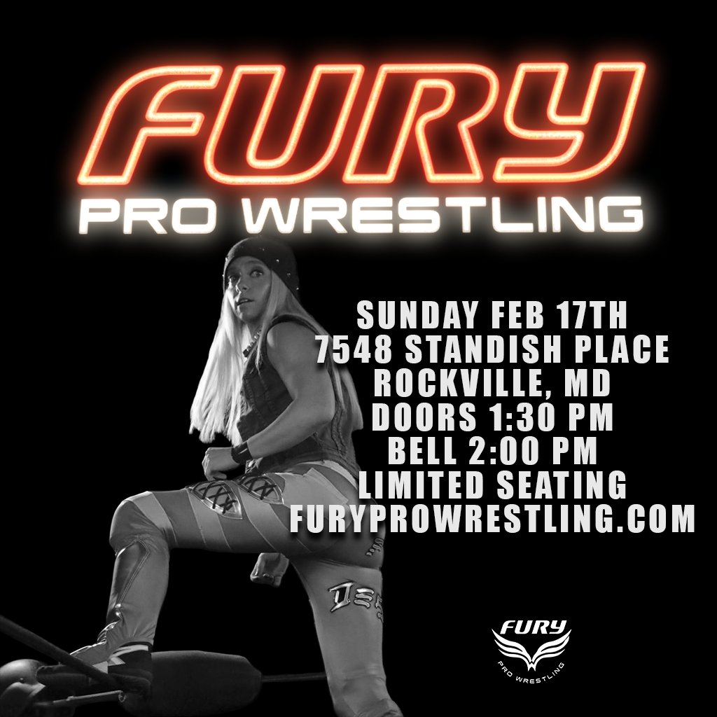 Next week Fury Pro Wrestling returns to Rockville, MD!

<a href="/zoeyskyepro/">Zoey Skye</a> vs @Kimber_Lee90 
<a href="/IamKylieRae/">KYLIE RAE</a> &amp; <a href="/LaynieLuck/">Laynie✨WWE ID WOMENS CHAMPION</a> vs <a href="/SoloDarling/">✨Solo Darling ソロダーリン</a> &amp; <a href="/w_nightingale_/">:)</a> 
<a href="/Samazing73/">Samantha Heights</a> vs <a href="/thePenelopeFord/">Penelope Ford</a> 
<a href="/Shotziblack/">shotziblack</a> vs <a href="/holidead/">Holidead</a> 
<a href="/RealKellyKlein/">Kelly Klein</a> vs @JennyRose_JRo 

and more!

furypro.brownpapertickets.com