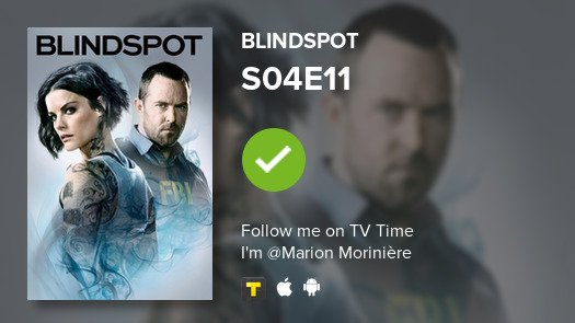 Marion17110's tweet photo. I've just watched episode S04E11 of Blindspot! #tvtime https://t.co/k0O6CukUH8 https://t.co/5vVWHhOLJf