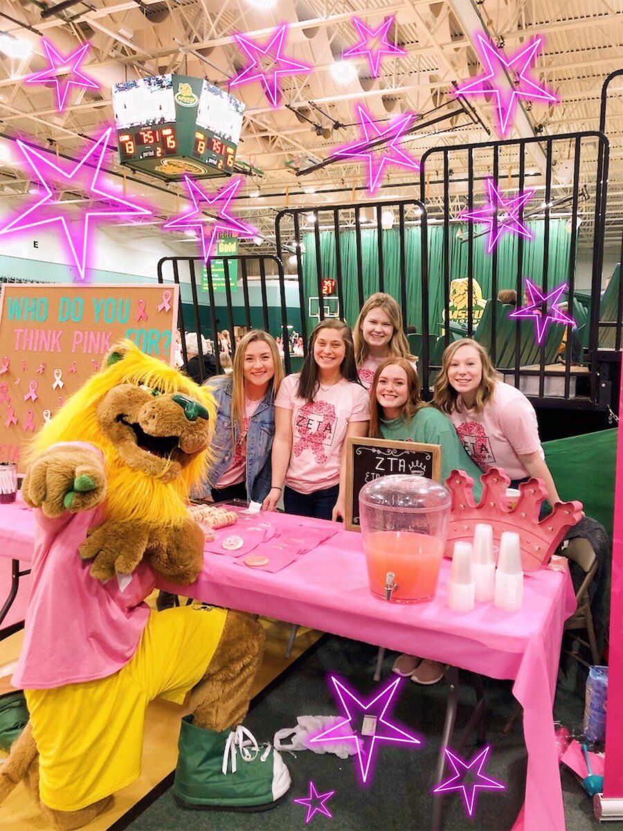 MSSU_ZTA's tweet image. Hey LIONS, did you stop by and talk to the ladies of ZTA at yesterday’s pink out basketball game?? #thinkpinkthinkzta 💗