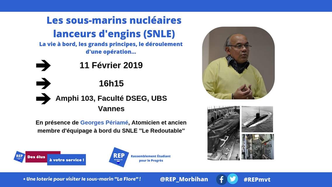 theothomas56's tweet photo. RDV demain à 16h15 pour la conférence sur les SNLE, organisée par le @REP_Morbihan et les élus étudiants de l'@UBS_universite ✅
➡ Une loterie est également prévue. Tentez votre chance pour visiter le Sous-Marin ''La Flore'' !
↘ https://t.co/r1BRSpTMEJ
#REPmvt https://t.co/UfNZfqmNTl