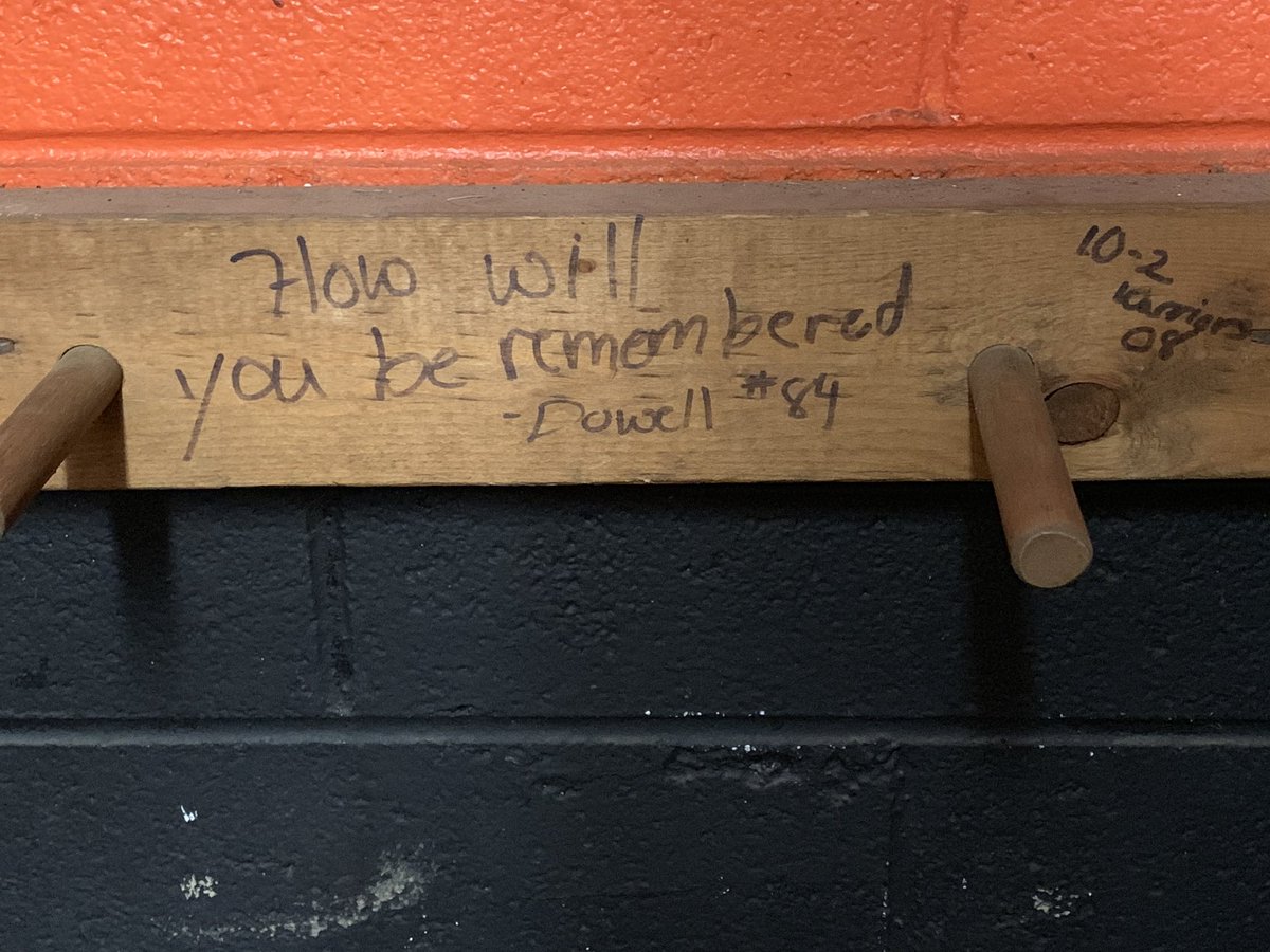 WARRI0RF00TBALL's tweet photo. As is tradition at Chilhowie, senior football players leave a message in their locker for future Warriors to read and remember them by.  I’ve been drawn to this one for many years, but what a greater meaning and significance it has now. #alwaysawarrior https://t.co/DMLmXBzdTp