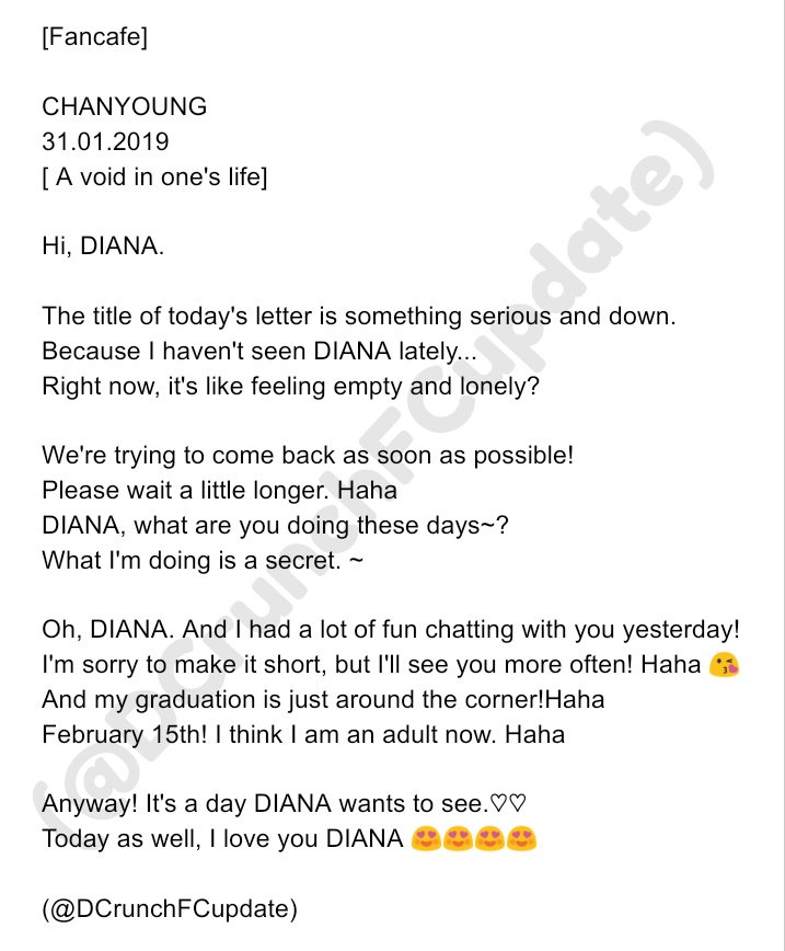 DCrunchFCupdate's tweet photo. [Fancafe]

CHANYOUNG 
31.01.2019
[ A void in one's life] https://t.co/5K6I6ZxdKg