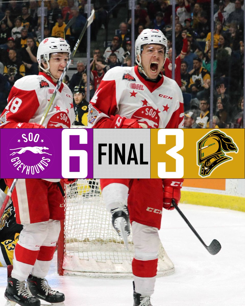 FINAL - Cole MacKay completes his first career OHL hat trick and leads the Hounds to a 6-3 VICTORY over the <a href="/GoLondonKnights/">London Knights</a> !!!

⭐️⭐️⭐️Villalta (28 Saves)
⭐️⭐️Hayton (1G, 2A)
⭐️MacKay (3G)